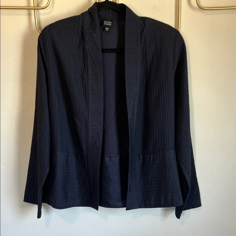 Eileen Fisher Large Navy Sillk Blazer